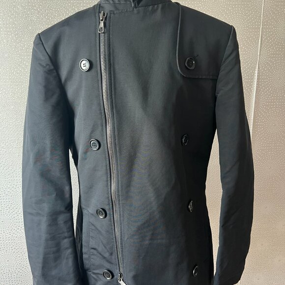 John Barritt Mens Black Sdze Zip Long Sleeve Biker Jacket Coat Size Medium - Picture 3 of 5